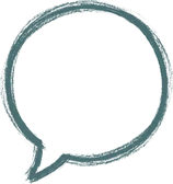 A hand-painted speech bubble